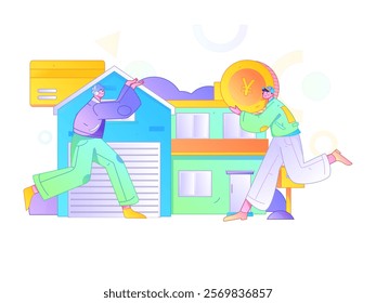 Home loan flat vector concept operation illustration
