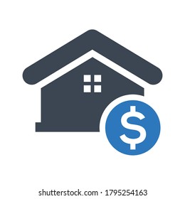 Icono de vector plano de préstamo residencial