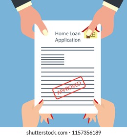 home loan form approved for loan application concept. vector illustration