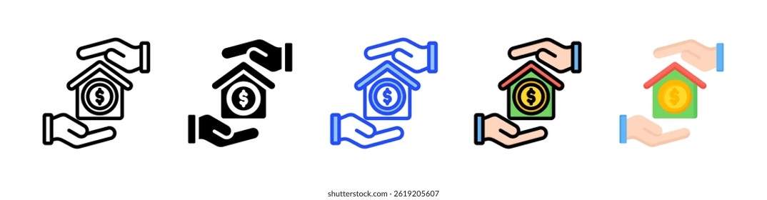 Colección de ícono de préstamo de vivienda con múltiples estilos