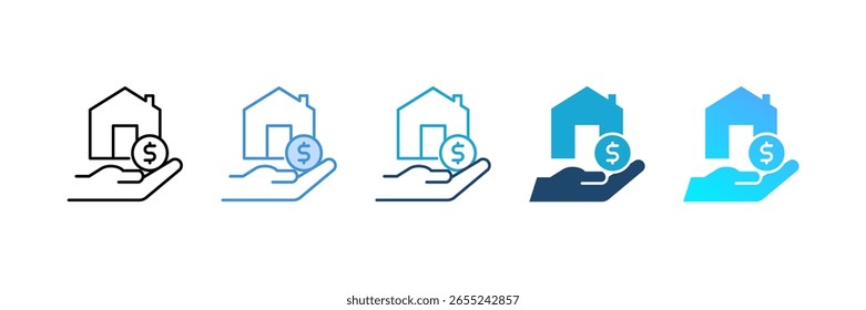 Conjunto de iconos de préstamo de vivienda colección de estilo múltiple