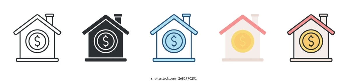 Conjunto de iconos de préstamo de vivienda Colección de estilo múltiple