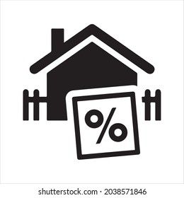 Icono de préstamo residencial. Vector y glifo