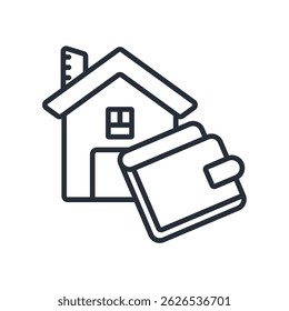 home loan icon. vector.Editable stroke.linear style sign for use web design,logo.Symbol illustration.