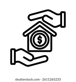 Home Loan Line Vector Illustration On White Background.