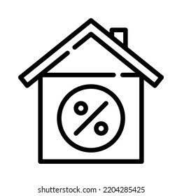 Home loan outline icon. Home loan, reverse mortgage and saving for a real estate. For business and payments. Vector Illustration.