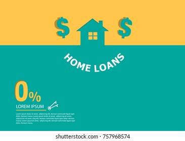 Home loans. Interest zero percent. vector illustration flat design.