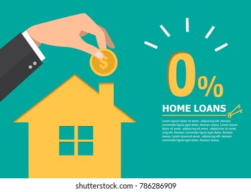 Home loans. Interest zero percent. vector illustration flat design.