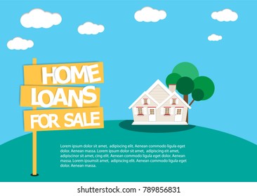 Home loans. Interest zero percent. vector illustration flat design.