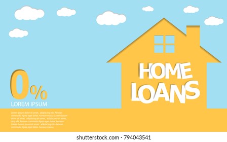 Home loans. Interest zero percent. vector illustration flat design.