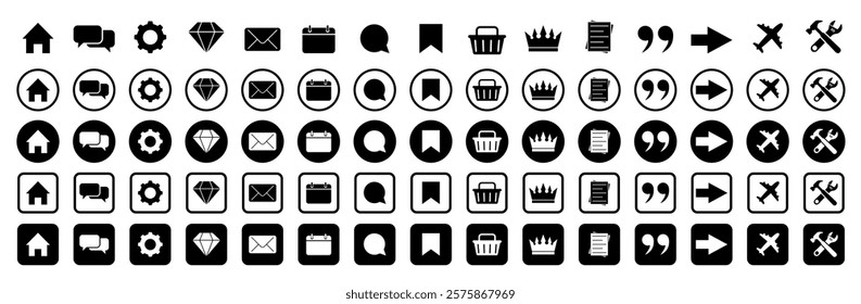 Home, location, email, address,  chat, message, mail, information, support, website, icon. Web icon set. Contact and web icons set. 