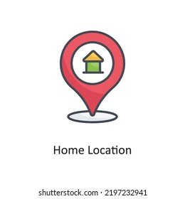 Home Location Filled Outline Vector Icon Design Illustration On White Background. EPS 10 File