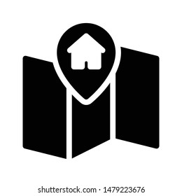 home location glyph flat vector icon