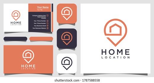 home location with house and map marker Logo and business card design.