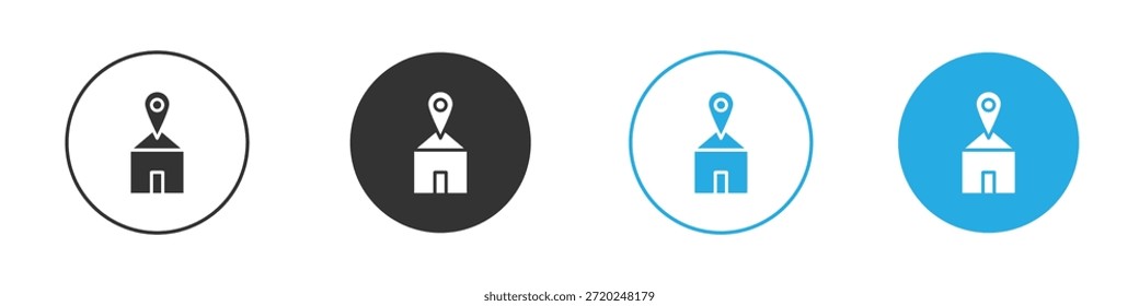 Icono de ubicación de la casa para el App y el Diseño web. Ilustración de elemento simple.