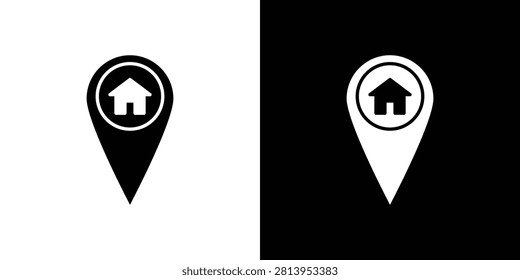 Home location icon black illustrations series.