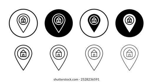 Home location icon Black and white outline vector