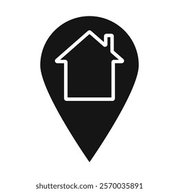 Home location icon Flat simple outline set