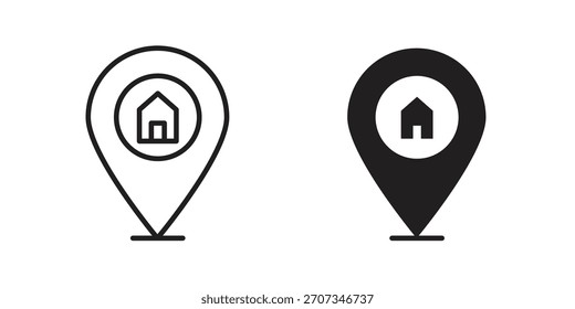 Icono de ubicación de inicio. Colección de estilo plano y de trazo. símbolo simple