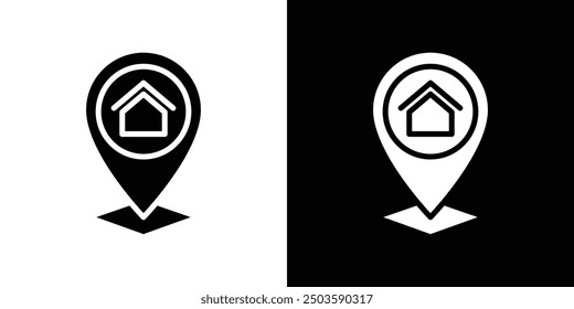 Home location icon Flat vector set outline