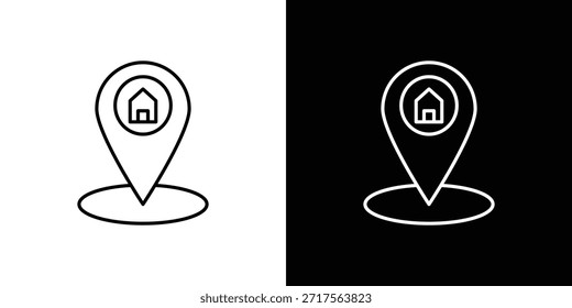 Home location icon linear vector icon. Editable stroke lines.
