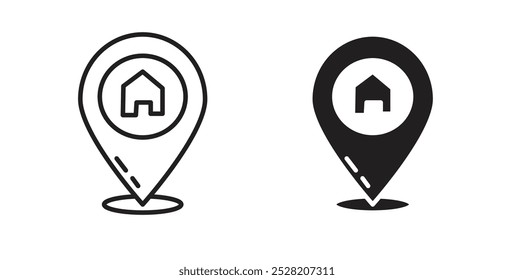 Home location icon in solid and stroke style.