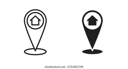 Icono de ubicación de la casa para la Plantilla. Conjunto de gráficos de Vector de iconos