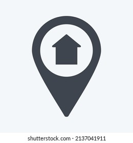 Home Location Icon in trendy glyph style isolated on soft blue background