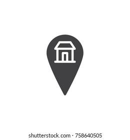 Home Location icon vector, filled flat sign, solid pictogram isolated on white. Map pointer house symbol, logo illustration.