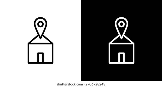 Home location icon. Vector linear icon isolated in black and white