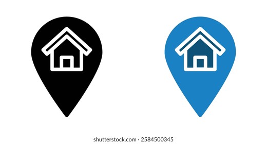 Home location icons pack in black and colored version