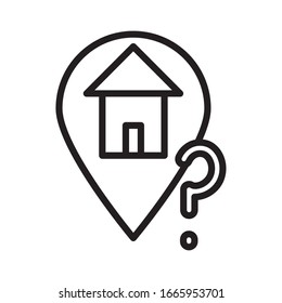 ubicación en el hogar con diseño de ilustración vectorial de línea de interrogación