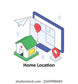 Home Location isometric Colored illustration. EPS File stock illustration