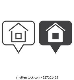 Home location line icon, outline and filled vector sign, linear and full pictogram isolated on white, logo illustration