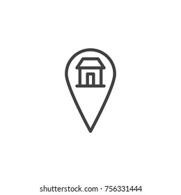 Home Location line icon, outline vector sign, linear style pictogram isolated on white. Map pointer house symbol, logo illustration. Editable stroke