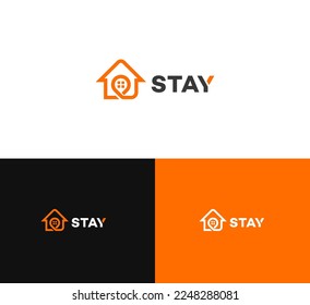 Design-Vorlagen für das Home-Logo Modernes abstraktes digitales Logo. Vektorgrafik.