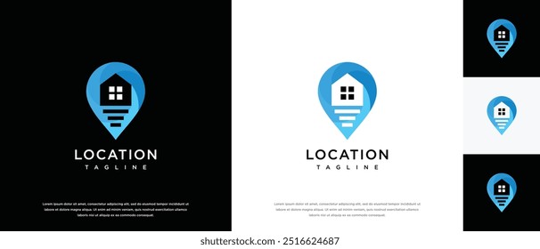 Home Location Logo Design Template. Modern home building and location logo design