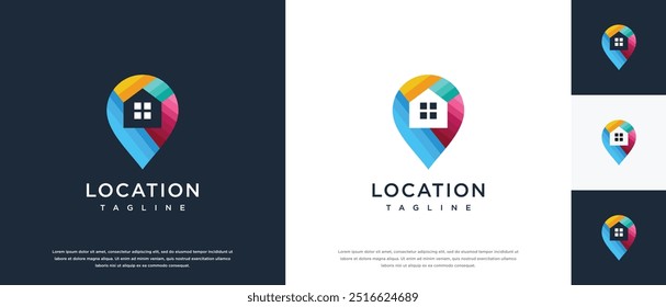 Homepage Logo Design Template. Modernes Wohngebäude und Standort-Logo-Design