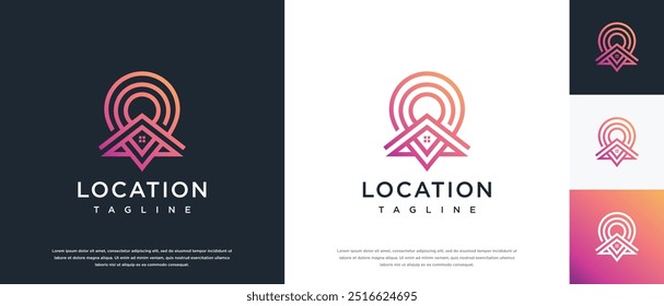 Home Location Logo Design Template. Modern home building and location logo design