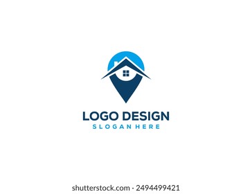 Home location logo design vector, pin, map, location, home, house,