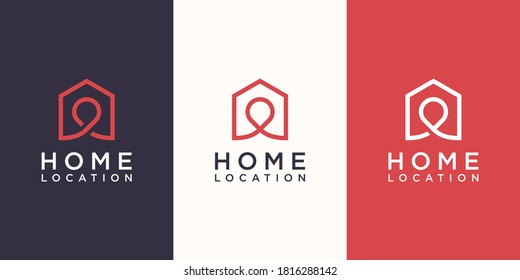 Home location Logo designs Template, house combined with pin maps.