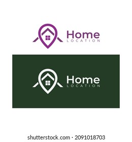 Home location logo with line art. pins, maps, locations, houses, houses, icons, buildings Premium Vector.