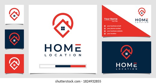 Home location logo templates with line art style and business card design