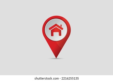 Home location marker with Red pin icon