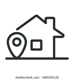 home location - minimal line web icon. simple vector illustration. concept for infographic, website or app.