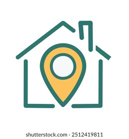 Home location pin. Home location pin icon, symbolizing property, address, real estate.
