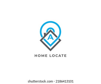 Home Location Pin Logo Concept sign icon symbol Design line art style with Letter A. Real Estate Logo. Vector illustration template