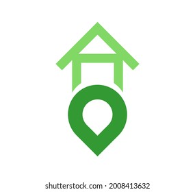 plantilla de diseño vectorial del logotipo del pin de ubicación en casa