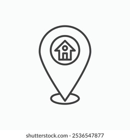 Home Location simple thin like stroke vector icon.