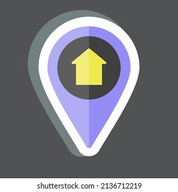 Home Location Sticker in trendy isolated on black background
